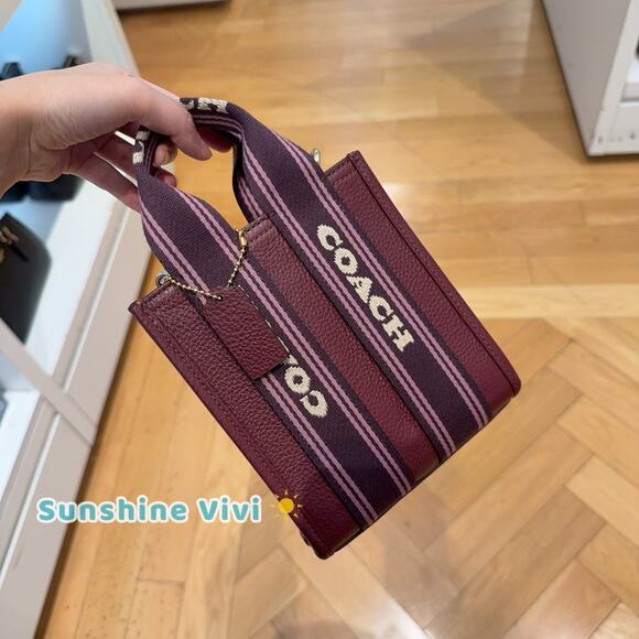 Coach Handbags - NWT Coach Smith Mini Tote Bag CCF80 pebbled leather Gold Dark wine